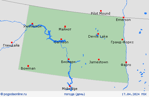 обзор Северная Дакота Север. Америка пргностические карты