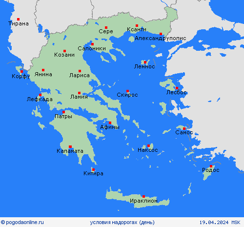 условия на дорогах Греция Европа пргностические карты