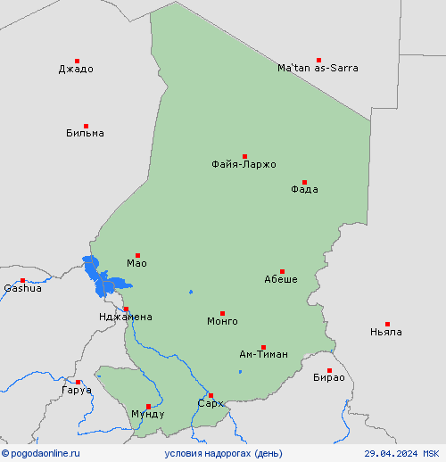 условия на дорогах Чад Африка пргностические карты