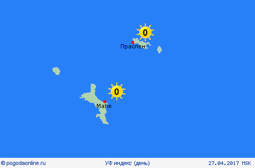 УФ индекс Сейшельские Острова Африка пргностические карты