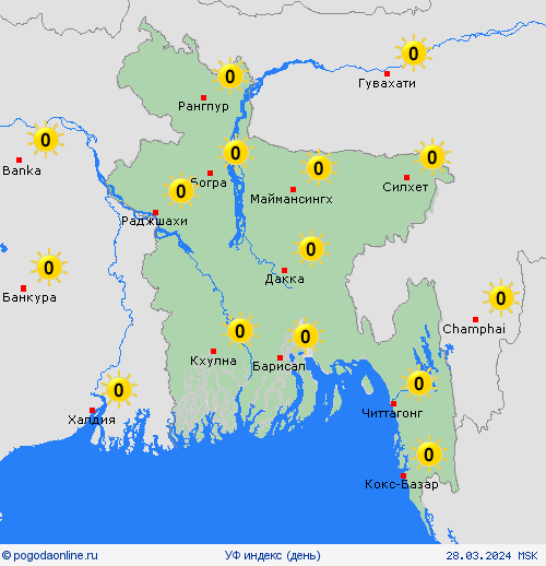 УФ индекс Бангладеш Азия пргностические карты
