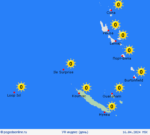 УФ индекс Новая Каледония Океания пргностические карты