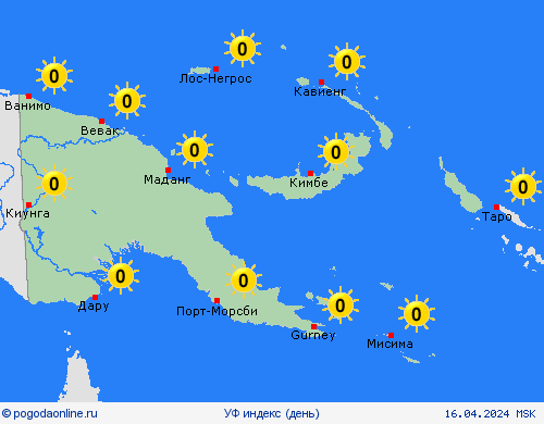 УФ индекс Папуа — Новая Гвинея Океания пргностические карты