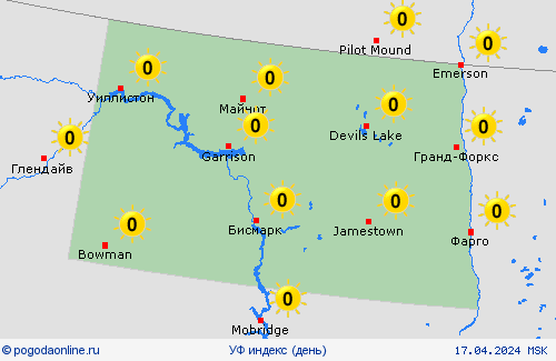 УФ индекс Северная Дакота Север. Америка пргностические карты
