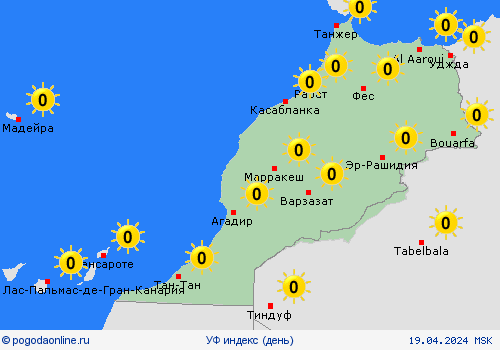 УФ индекс Марокко Африка пргностические карты