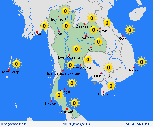 УФ индекс Таиланд Азия пргностические карты