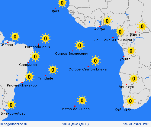 УФ индекс Британские острова Африка пргностические карты