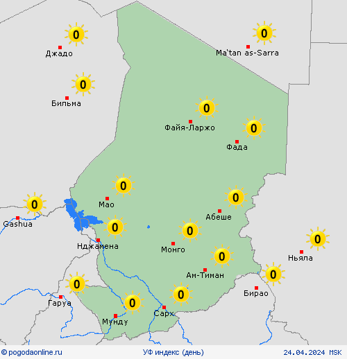 УФ индекс Чад Африка пргностические карты