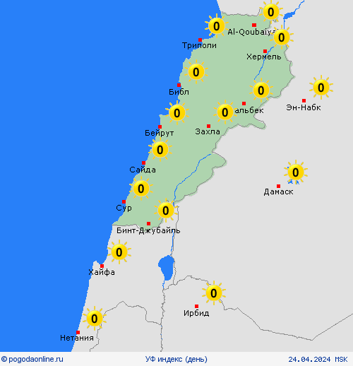 УФ индекс Ливан Азия пргностические карты