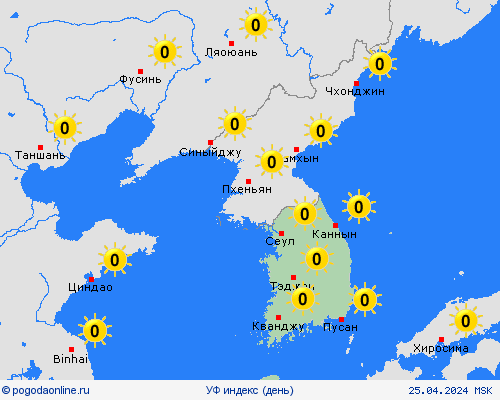 УФ индекс Республика Корея Азия пргностические карты
