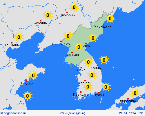 УФ индекс КНДР Азия пргностические карты