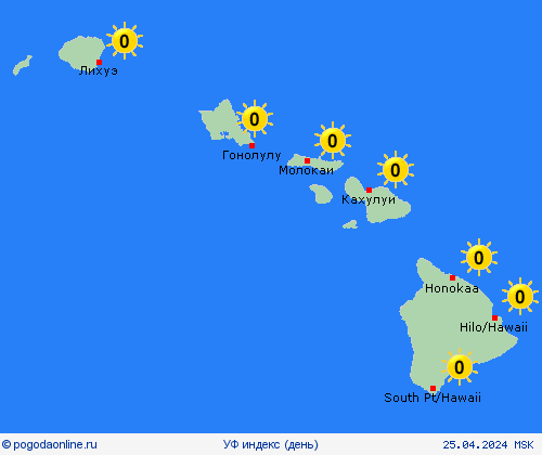 УФ индекс Гавайи Океания пргностические карты