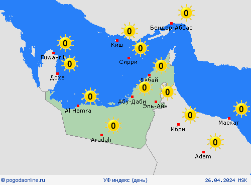 УФ индекс Объединённые Арабские Эмираты Азия пргностические карты