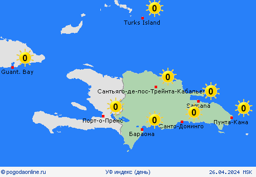 УФ индекс Доминиканская Республика Централь. Америка пргностические карты