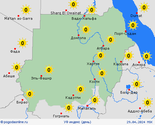 УФ индекс Судан Африка пргностические карты