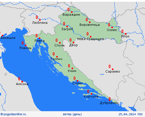 ветер Хорватия Европа пргностические карты