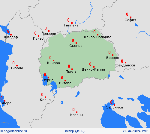 ветер Северная Македония Европа пргностические карты