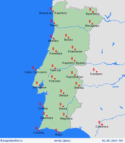 ветер Португалия Европа пргностические карты