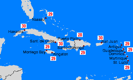 температура воды - Minor Antilles - Вс апр 28