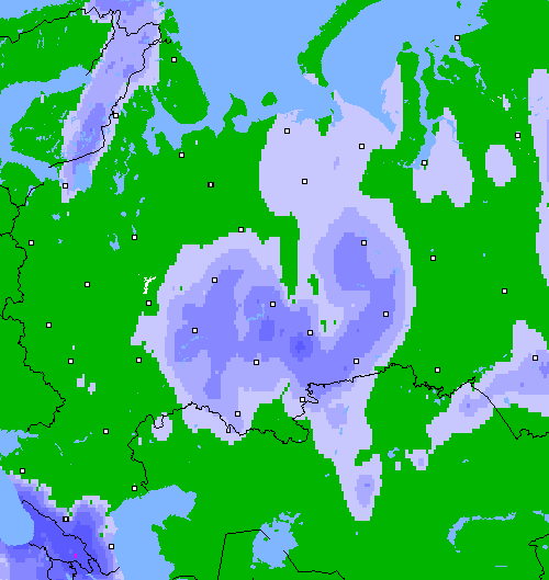 осадки (24 часа) Россия