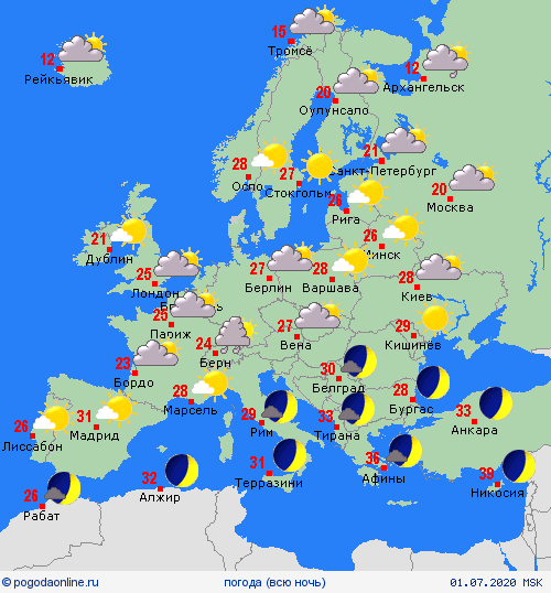 обзор  Европа пргностические карты