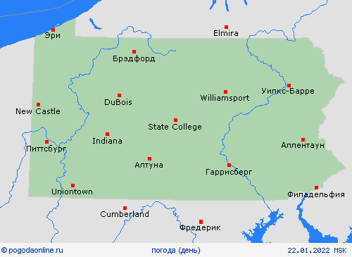 обзор Пенсильвания Север. Америка пргностические карты