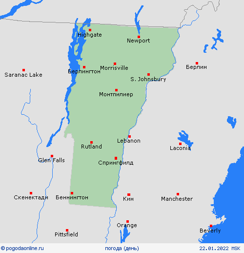 обзор Вермонт Север. Америка пргностические карты