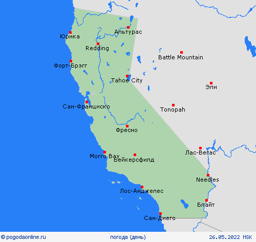 обзор Калифорния Север. Америка пргностические карты