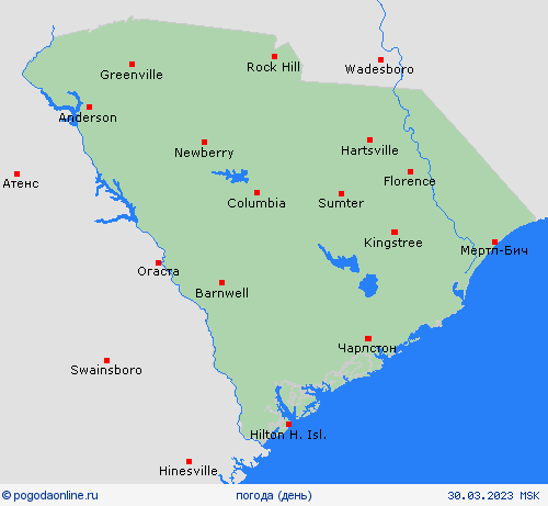 обзор Южная Каролина Север. Америка пргностические карты