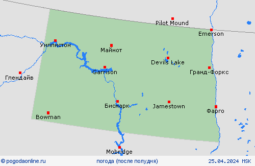 обзор Северная Дакота Север. Америка пргностические карты