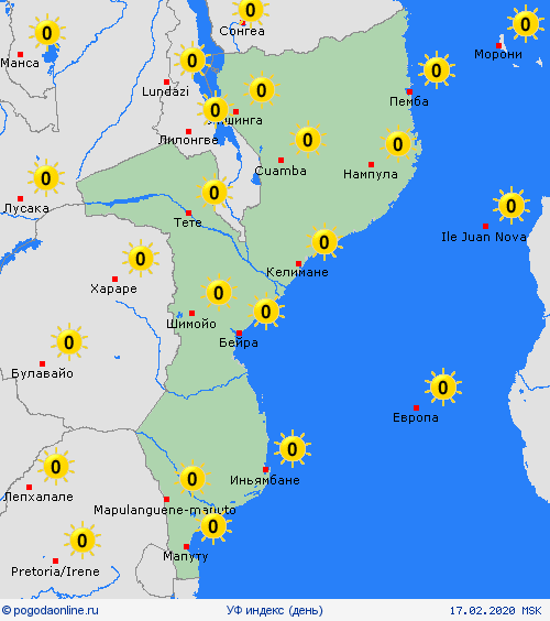 УФ индекс Мозамбик Африка пргностические карты