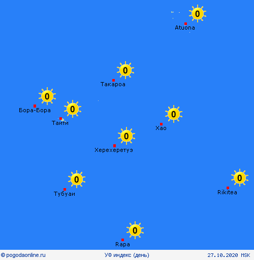 УФ индекс Французская Полинезия Океания пргностические карты