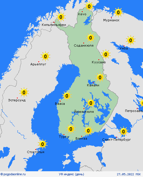 УФ индекс Финляндия Европа пргностические карты