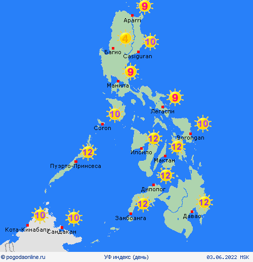 УФ индекс ФилиппиныOA Азия пргностические карты