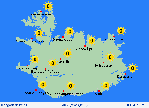 УФ индекс Исландия Европа пргностические карты