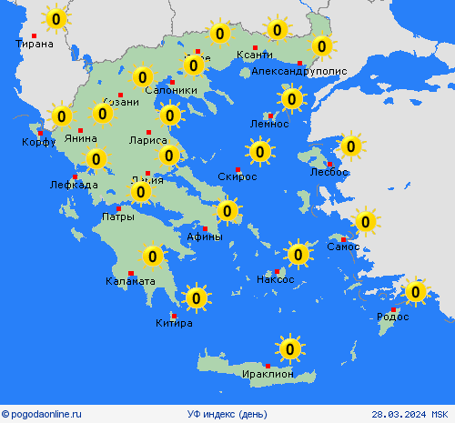 УФ индекс Греция Европа пргностические карты