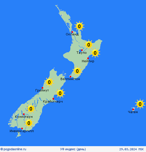 УФ индекс Новая Зеландия Океания пргностические карты