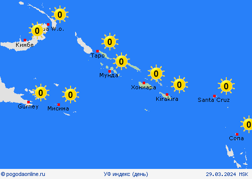 УФ индекс Соломоновы Острова Океания пргностические карты