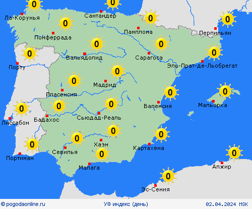УФ индекс Испания Европа пргностические карты