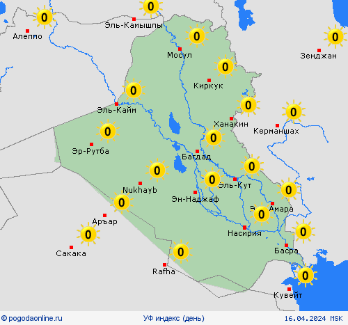 УФ индекс Ирак Азия пргностические карты
