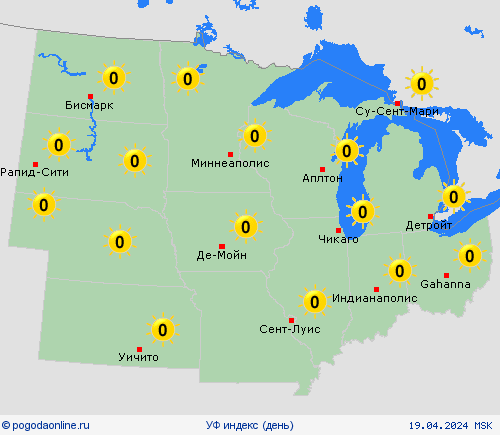 УФ индекс  Север. Америка пргностические карты