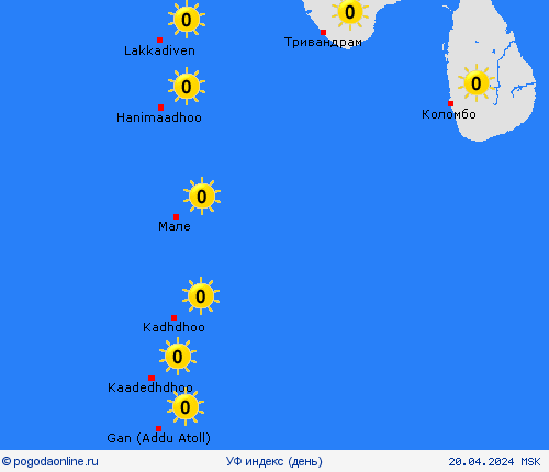 УФ индекс Мальдивы Азия пргностические карты