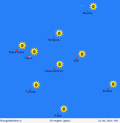УФ индекс Французская Полинезия Океания пргностические карты