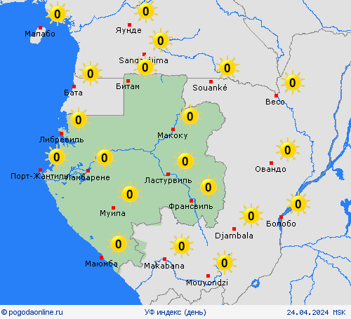 УФ индекс Габон Африка пргностические карты