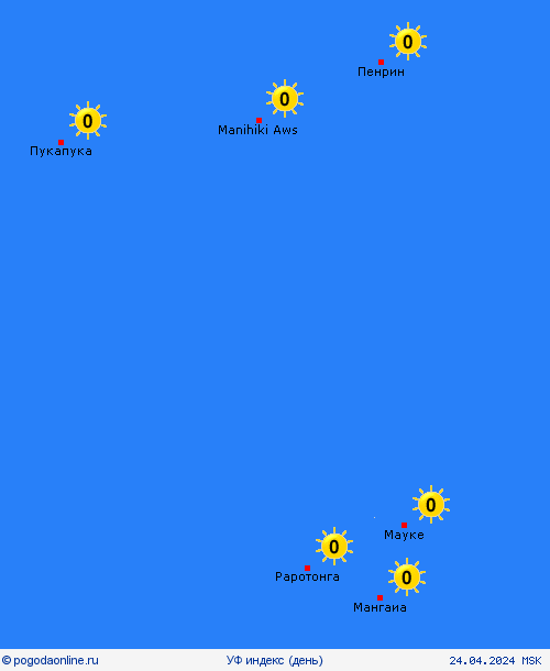 УФ индекс Острова Кука Океания пргностические карты