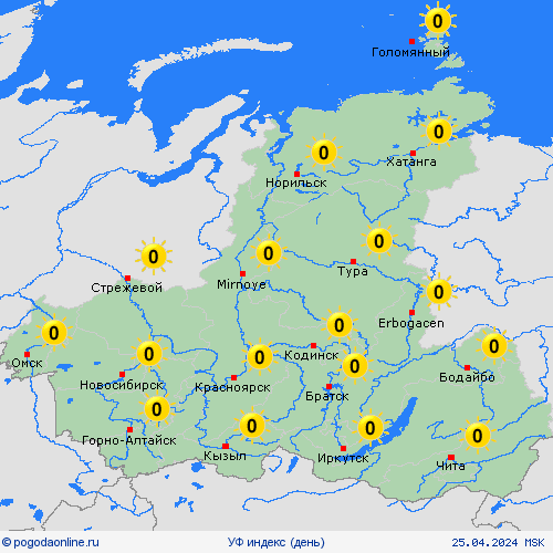 УФ индекс  Россия пргностические карты