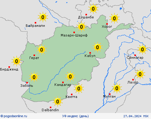 УФ индекс Афганистан Азия пргностические карты