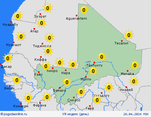УФ индекс Мали Африка пргностические карты