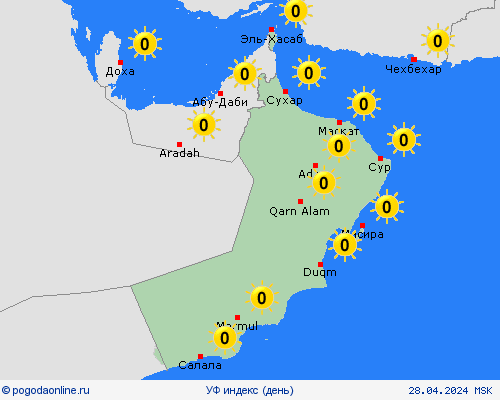 УФ индекс Оман Азия пргностические карты