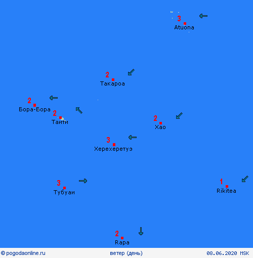 ветер Французская Полинезия Океания пргностические карты